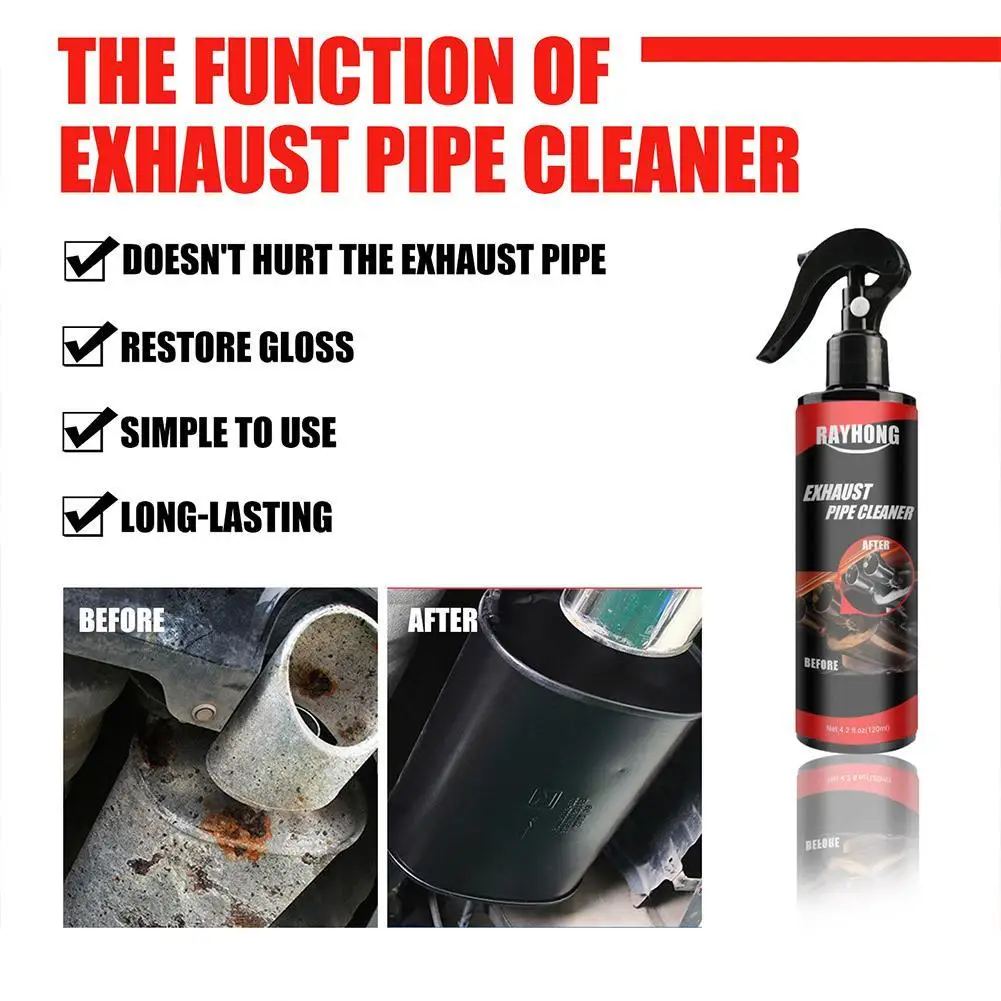 120ml Car Exhaust Pipe Cleaner Kit Multi-Purpose Metal Pipe Derusting Spray Rust Remover Car Motorcycle Maintenance