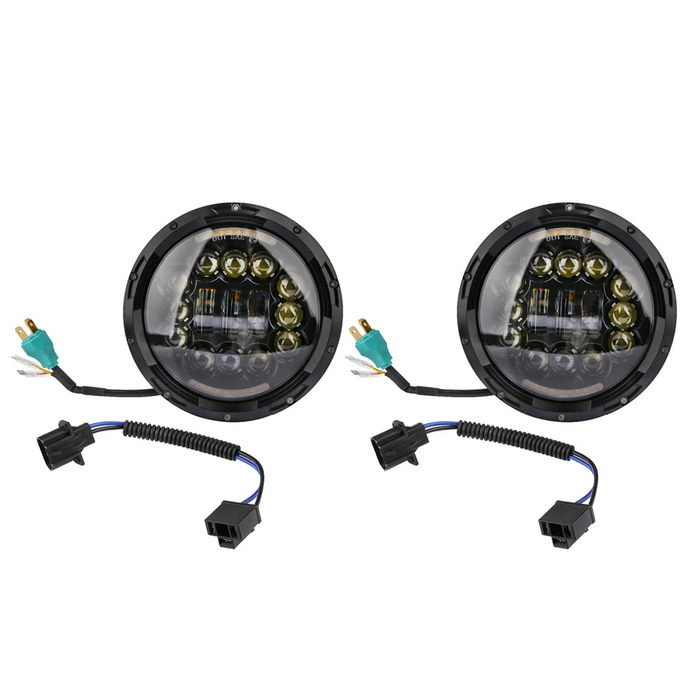 2 pcs 7 inch 105W LED Headlight Assembly Hi/Lo Beam DRL Switchback for JK