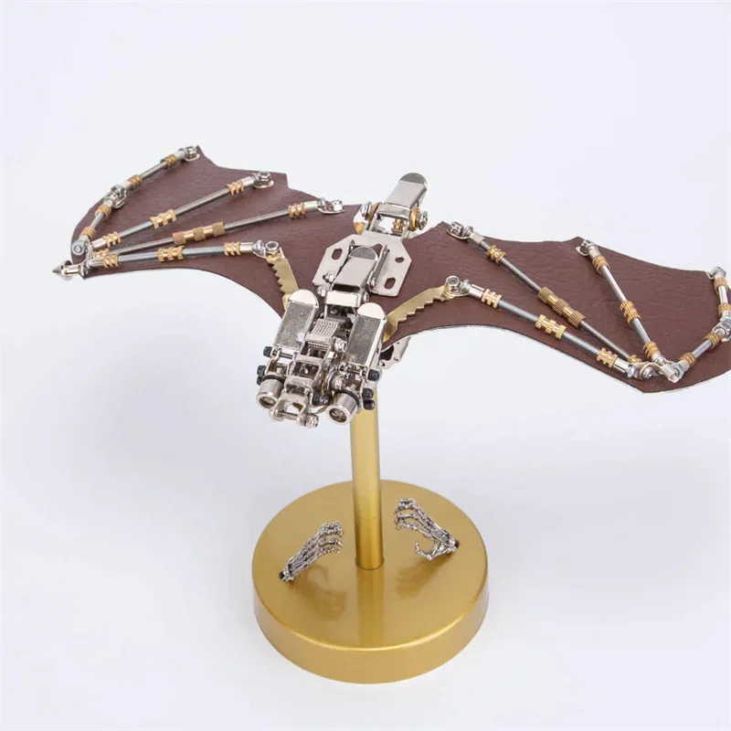 DIY Mechanical Bat Steampunk Flying Vampire Bat Metal Assembly Toy 3D Puzzle Animals Model Kits - 300+PCS