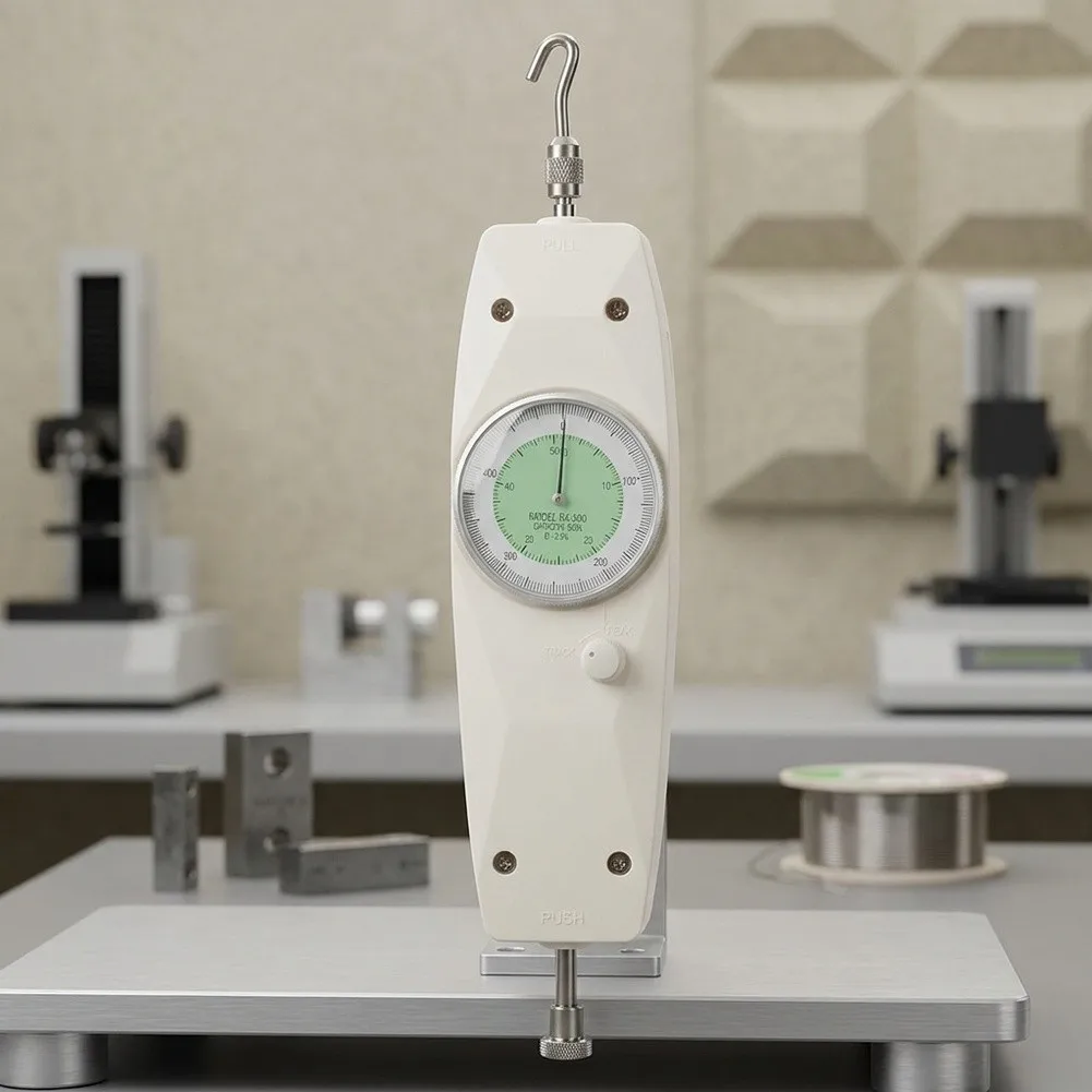 Industrial Push Pull Gauge Designed for NK-500 Compatibility with 500N Capacity and Analog Readout for Direct Force Observation