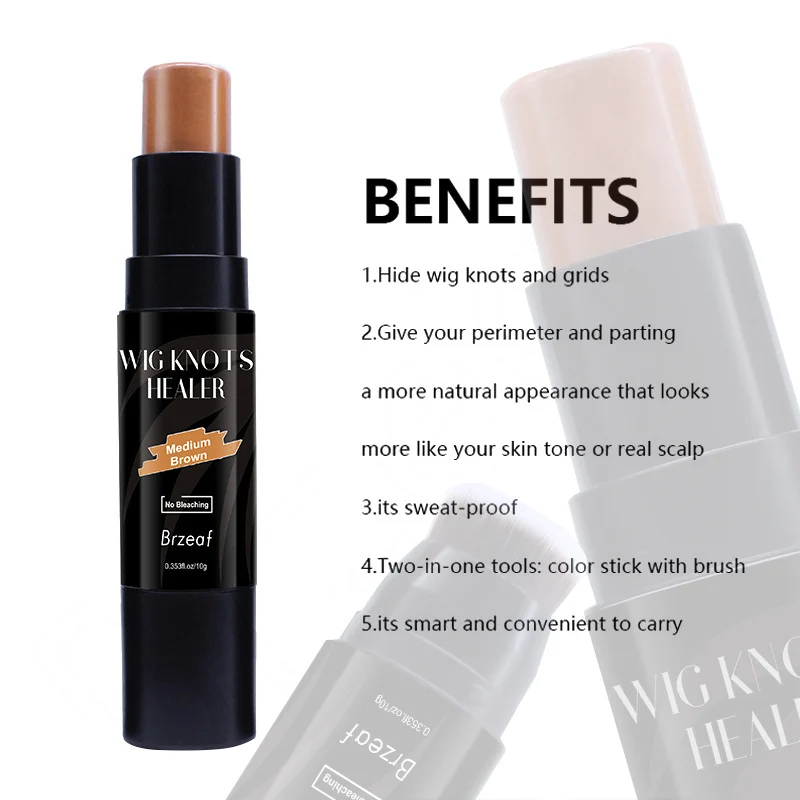 Nunify 1 szt. Patyczek do farbowania peruk z koronką i pędzelkiem, dwustronny patyczek do krycia węży peruk, spray do koloryzacji koronki peruk i przedziałków.