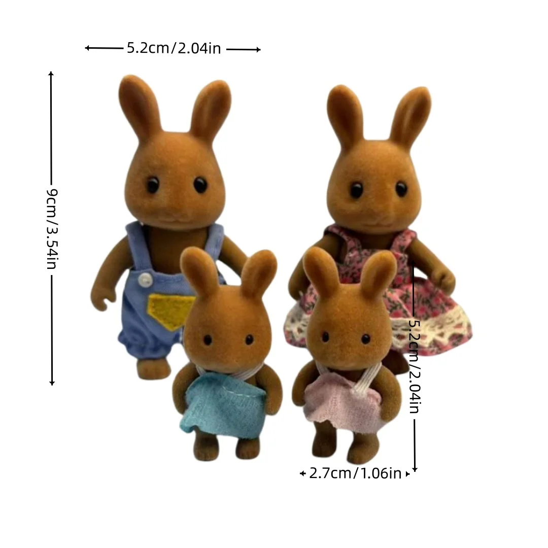 1:12 Forest Animal Family Mini Rabbit Bear Panda doll girl play house doll setForest Family Villa Furniture Set Toys