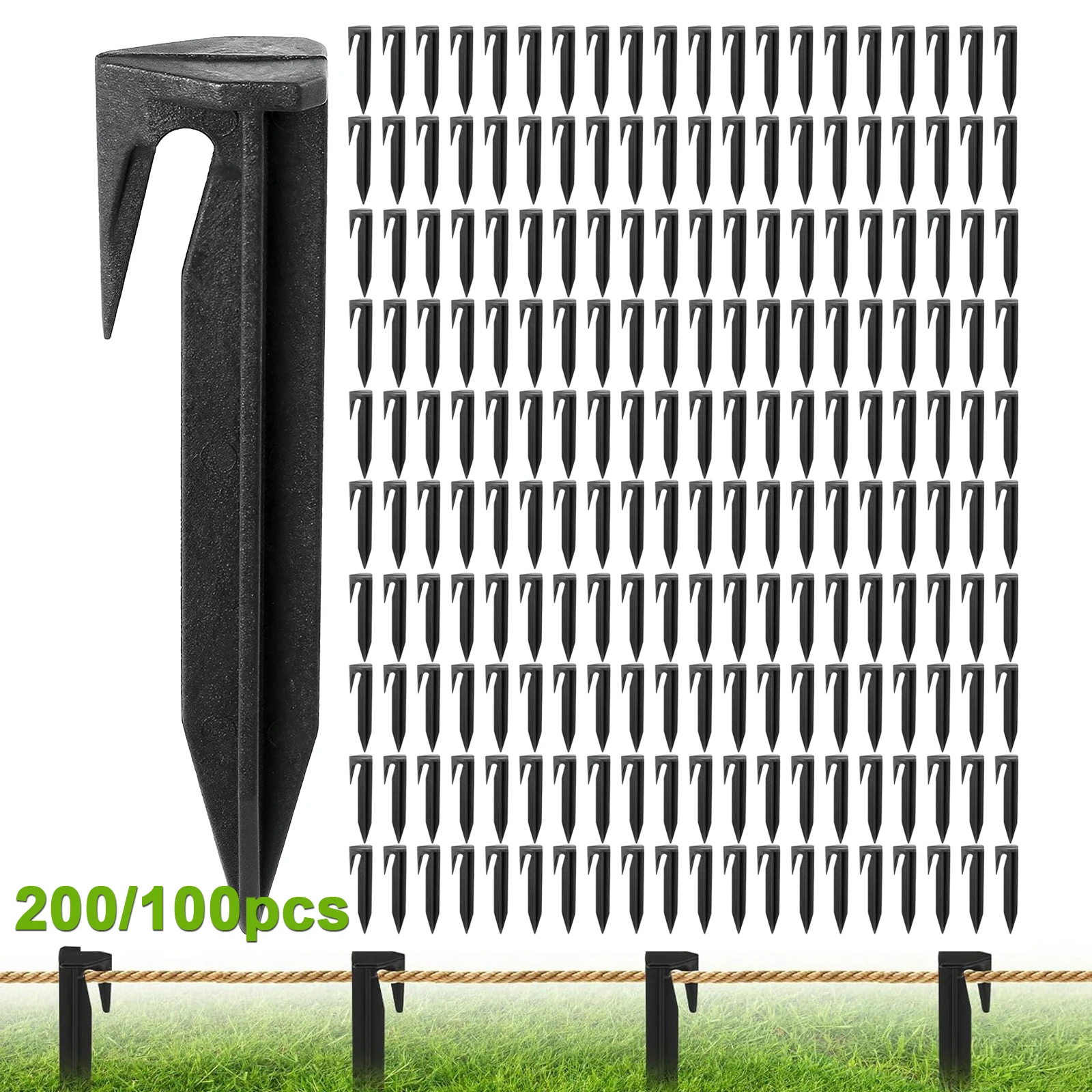 200/100pcs Pegs Garden Lawn Mower Peg Ground Spikes Ground Anchors Mower Ground Spikes Fixing Pins for Attaching Boundary Wire