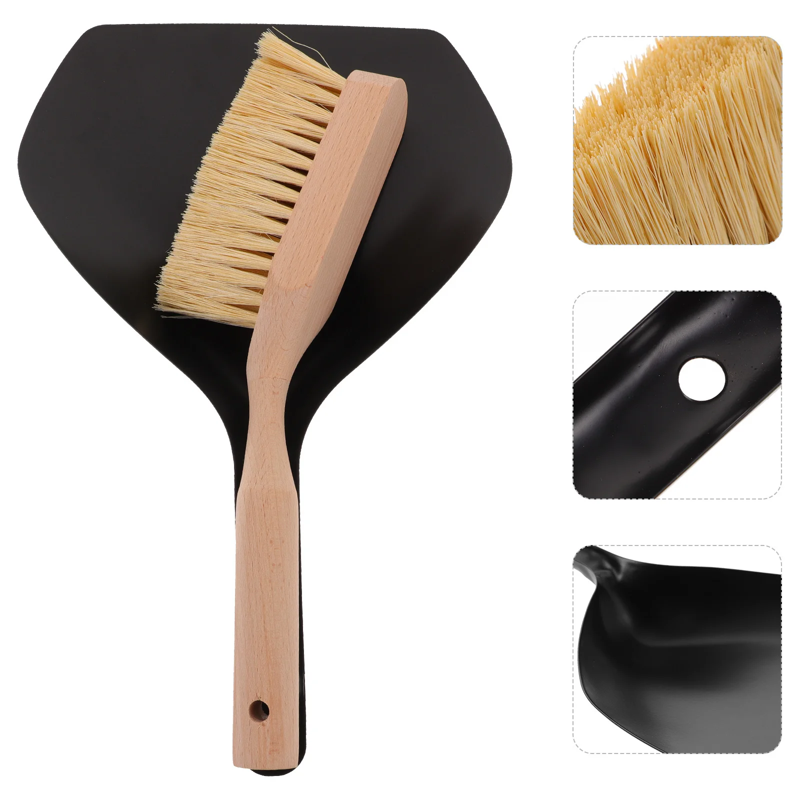 

1 set Mini Broom Dustpan Set Small Portable Wooden Cleaning Kit For Desktop Keyboard Pet Hair Home Office Dorm Use