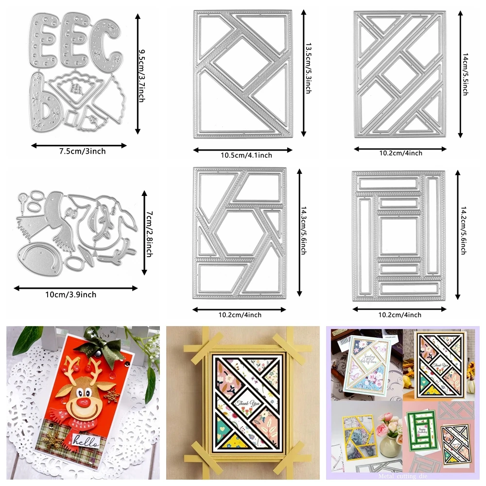 Verschiedene Geometrie Rahmen Metall Stanzformen Set Frieden Rentier gestanzt für DIY Scrapbooking Weihnachten Papier Karte Album Handwerk