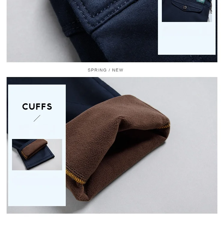 Pantalones cálidos de lana para hombre, ropa gruesa de color caqui, negro, gris, rectos, sueltos, Cargo, talla 40 42 44