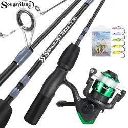 Sougayilang Ice Rod Reel Combo 63/66cm High Carbon Fiber Ice Rod and 5.2:1 High Speed Spinning Reel Max Drag 5Kg Ice Fishing