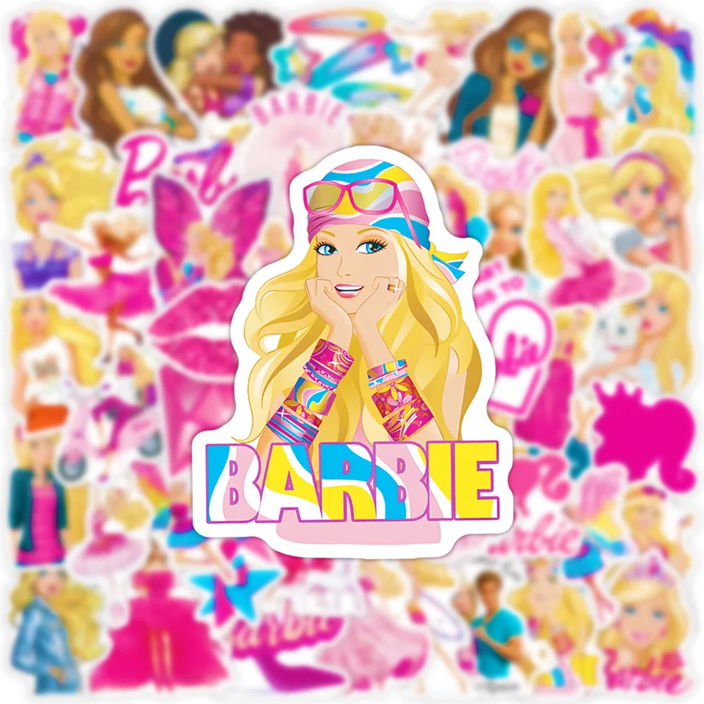 50PCS New Cartoon Anime Barbie Princess DIY Notebook Mobile Phone Decoration Waterproof Sticker