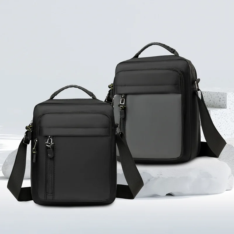Men's portable shoulder mobile phone storage multi-layer commuting vertical version of travel business diagonal cross bag