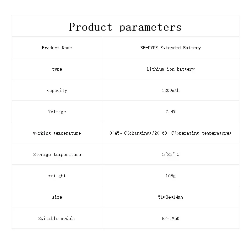 UV-5R BL-5 7.4V 1800mAh Li-ion Battery For Baofeng Walkie Talkie UV-5R UV-5RE Series Two Way Radio