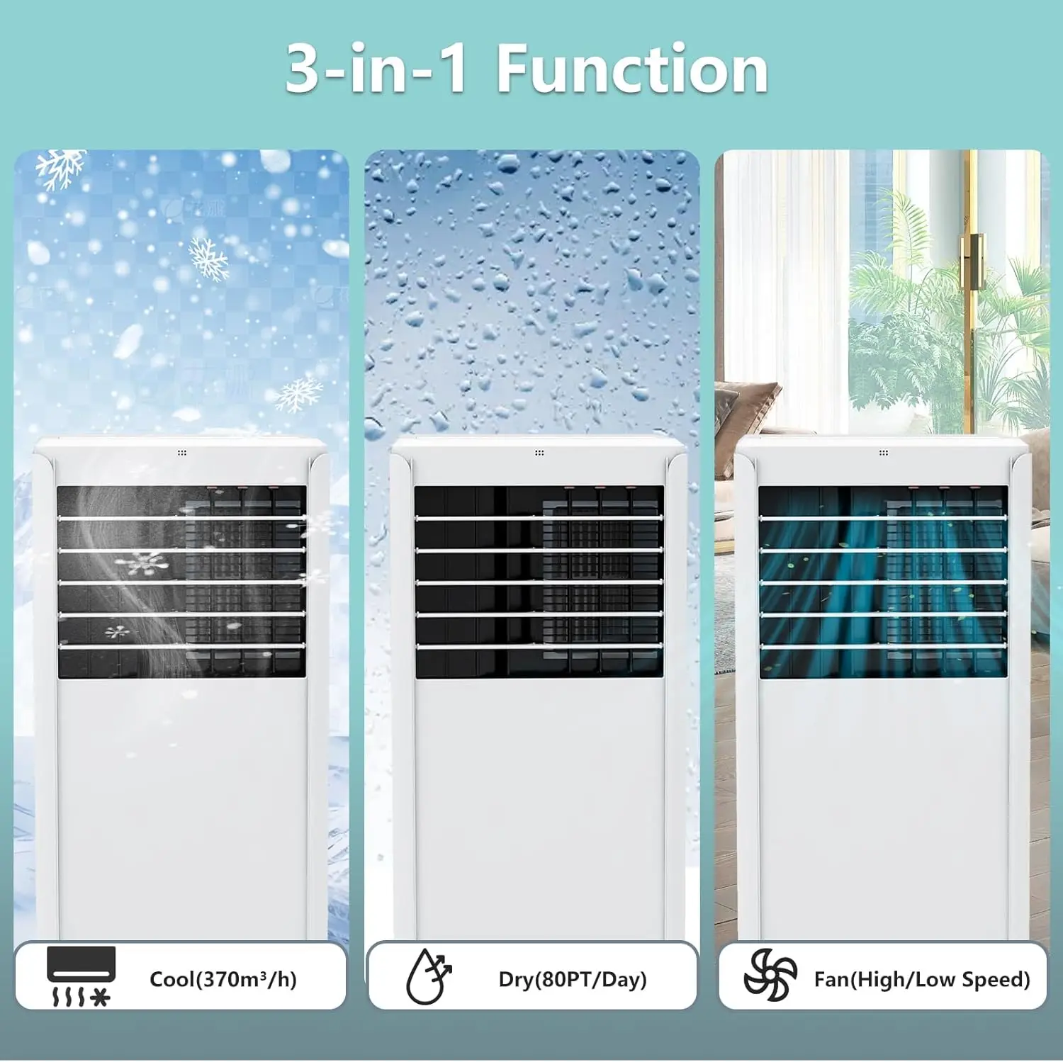 Garvee 8000 BTU Por Air Conditioner, 4-in-1 Small AC Unit with Cooling, Dehumidifier, Fan & Sleep Mode, Quiet Mobile AC with