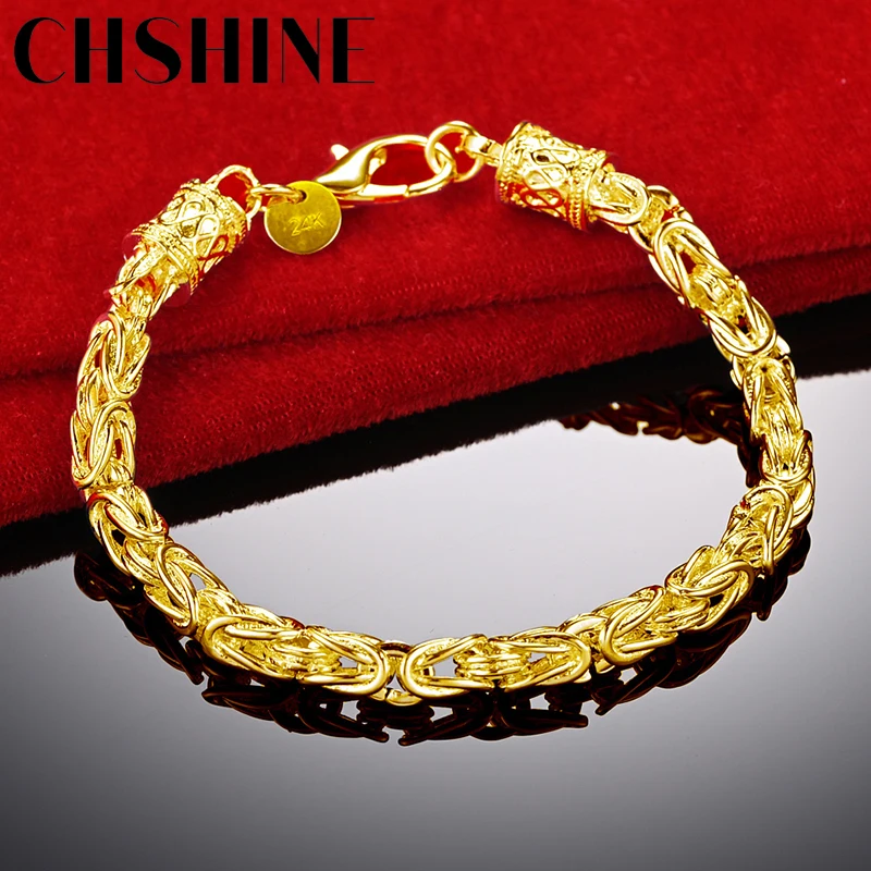 

CHSHINE 925 Sterling Silver 18K Gold Men Retro Bracelet For Women Wedding Party Fashion Charm Jewelry