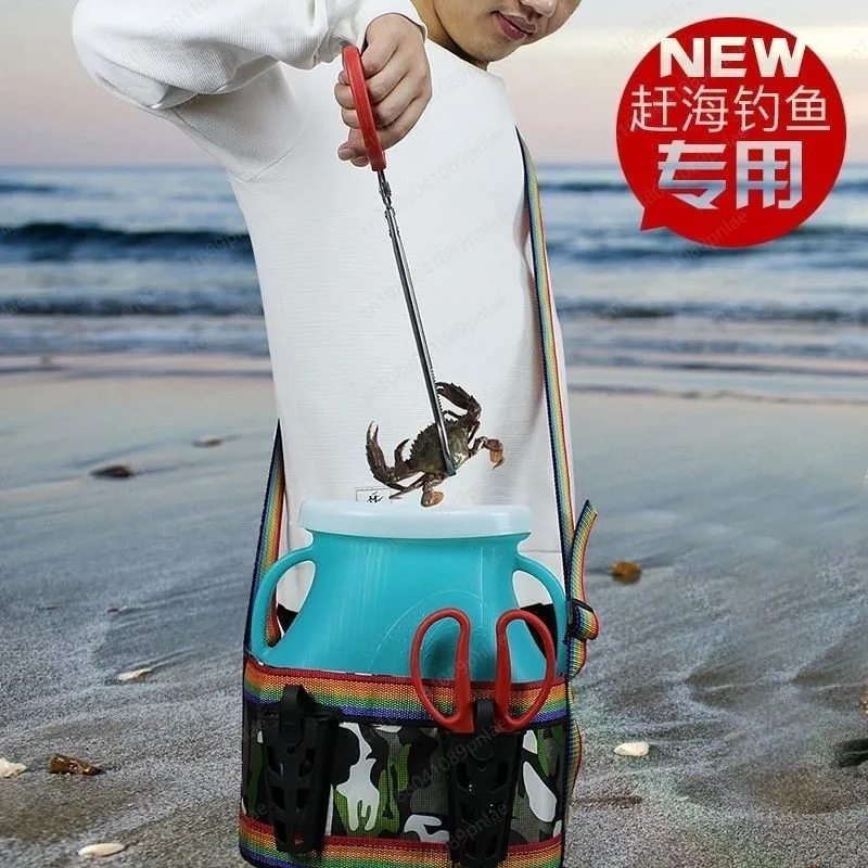 

Морское привлекательное портативное поясное ведро, пластиковая корзина для рыбы, инструмент для краба