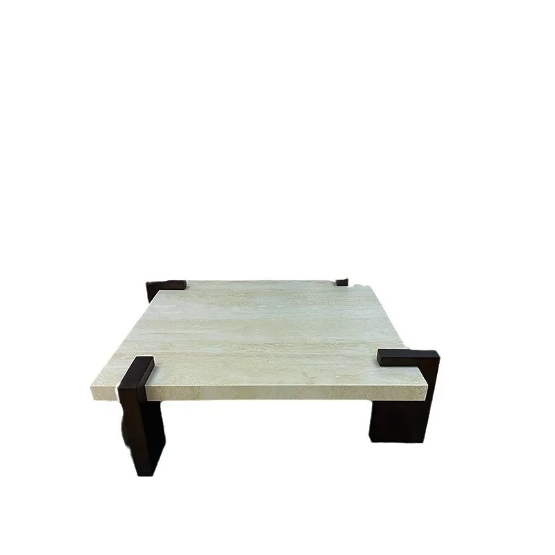 Table basse en dalle de roche, style médiéval, luxe, minimaliste, haut de gamme, wabi-sabi, vent, salon, ménage, petit appartement