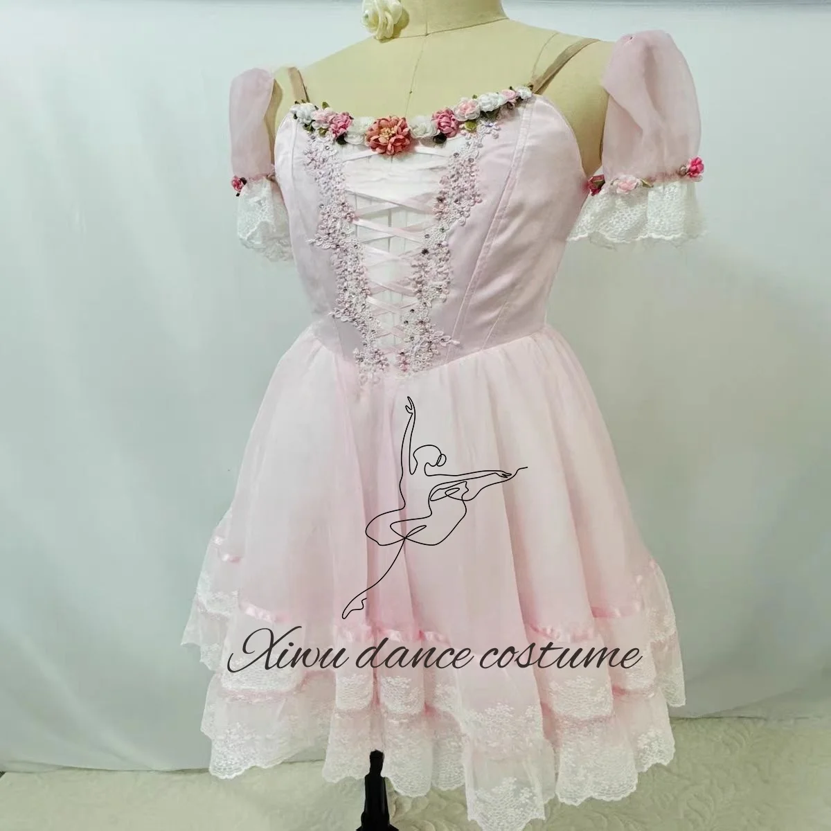 졸업 무도회 변형 발레 드레스 클래식 화이트 롱 드레스 블루 벨트 리본 세트 다이아몬드 그랜드 스윙 드레스