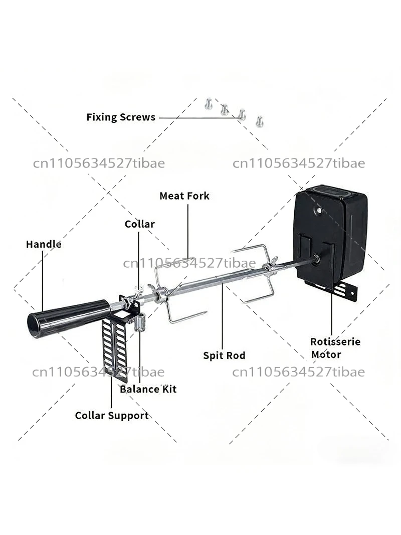 Automatic Electric BBQ Rotisserie Kit Stainless Steel Grill Motor 360 Rotation For Camping Outdoor Whole Chicken Cooking Tool