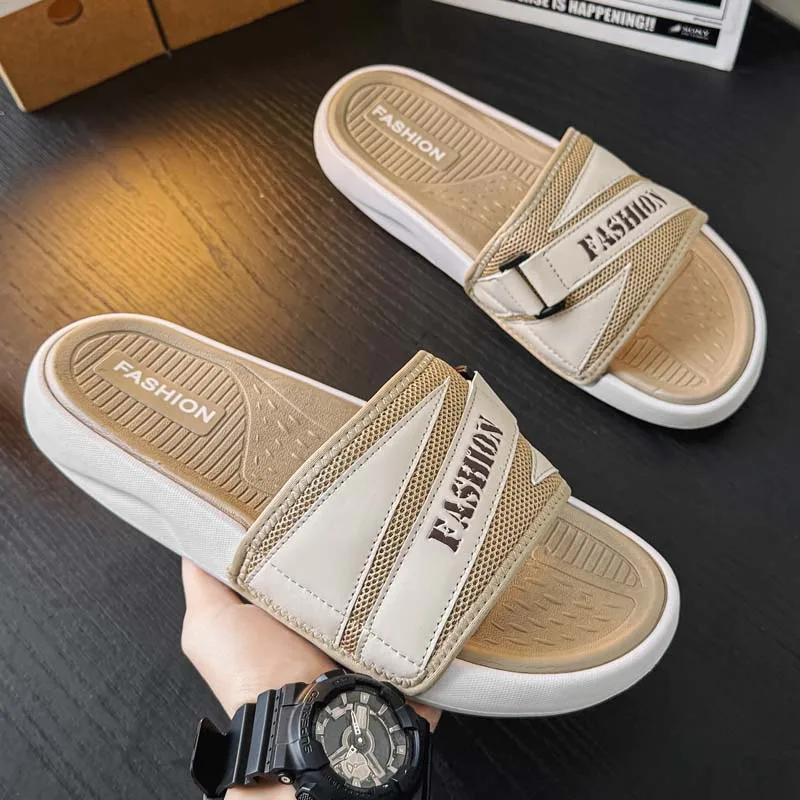 

Latest Retro Men Slides Smooth Air Circulation Strap, Grippy Wearproof Outsole Matches All Season Commuter Casual Outfits
