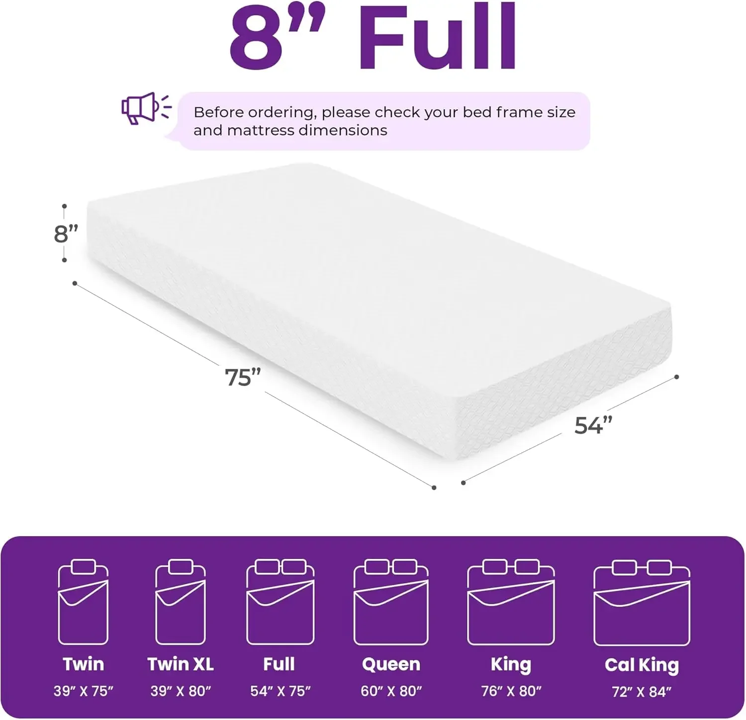 8 Inch Full Cooling Gel Memory Foam Mattress for Cool Sleep Medium Firm -US Certified Mattress in a Box Pressure Relief Removabl