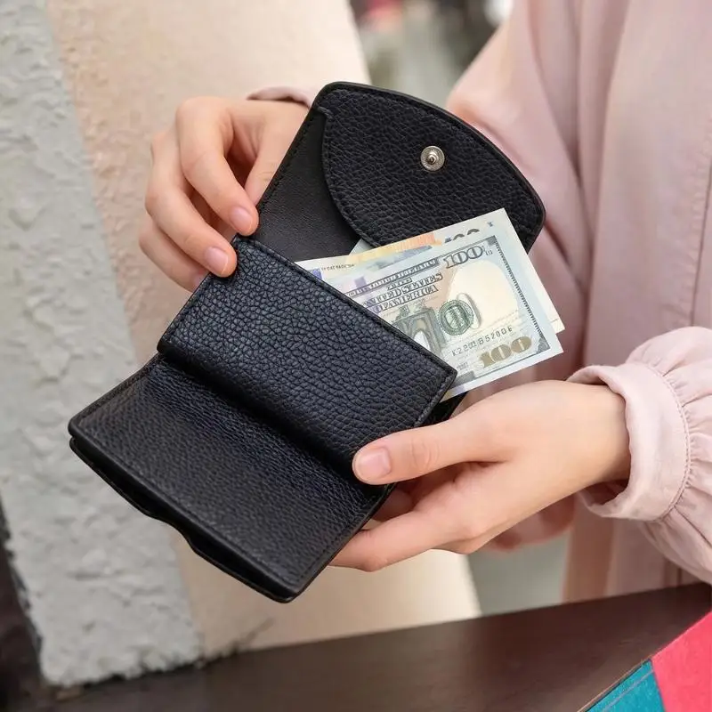 Mini Kurze PU-Leder Damen-Geldbörse Minimalistisch Mehrere Kartenfächer Münzbörse Weiche Haptik Mehrfarbig Tragbare Kleine Clutch Geschenk für Mädchen – Detail 2