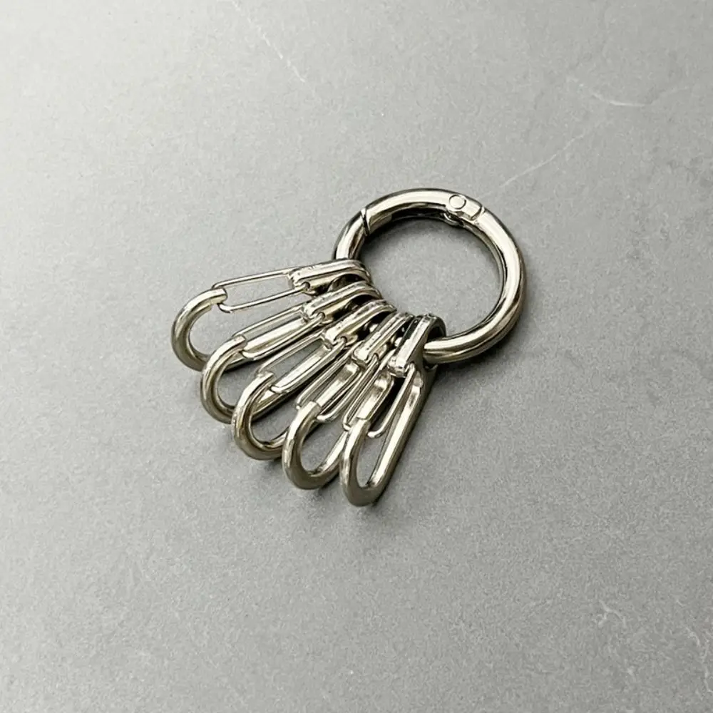 Vintage With 5pcs Hook Buckles Openable Round Carabiner Metal DIY O Ring Spring Clasps Keychain Clips Snap