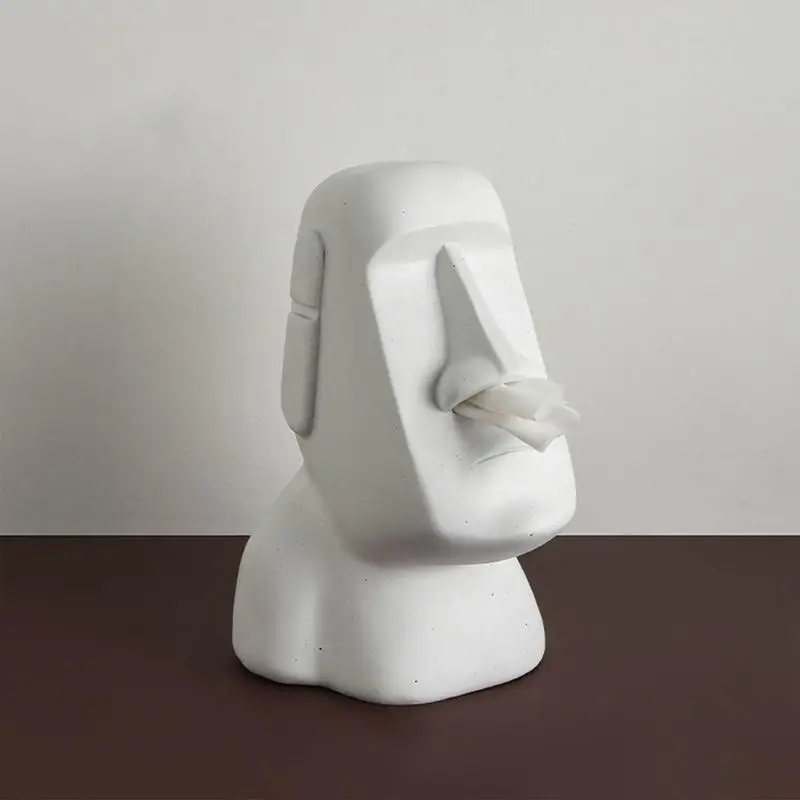 Easter Tissue Box Holder Easter Island Moai Sculpture Tissue Box Weird Toilet Paper Holder For Bathroom Bedroom Dressers Night