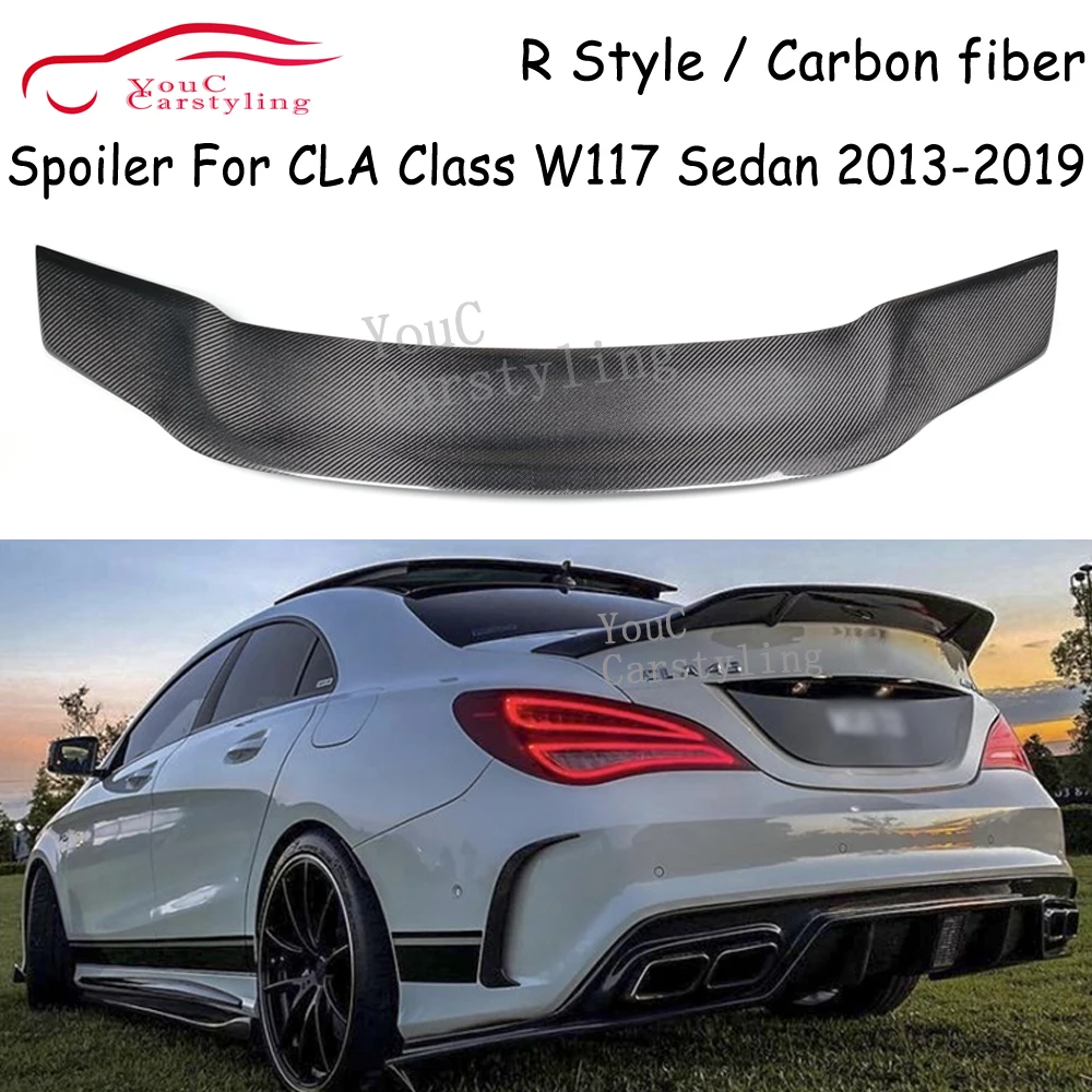 W117 C117 Carbon Fiber Rear Spoiler R Style Trunk Boot Lip  for Mercedes CLA180 CLA200 CLA250 CLA45 AMG Spoiler Sedan 2013-2019