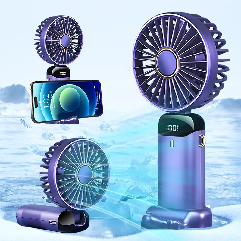 

Portable Handheld Personal Fan Rechargeable 90° Foldable Fan Mini Air Conditioner Small Fan Air Cooler with LED Digital Display