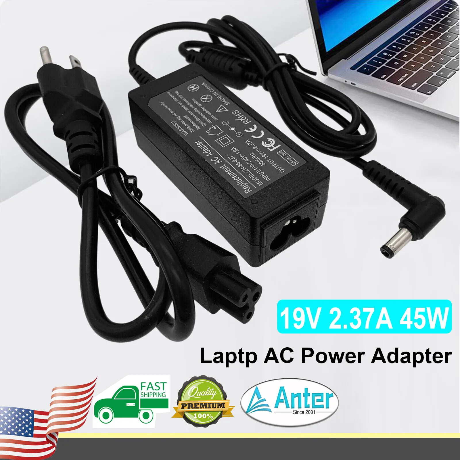 

19V 2.37A Laptop Charger AC Adapter Power Cord Supply For Toshiba Satellite