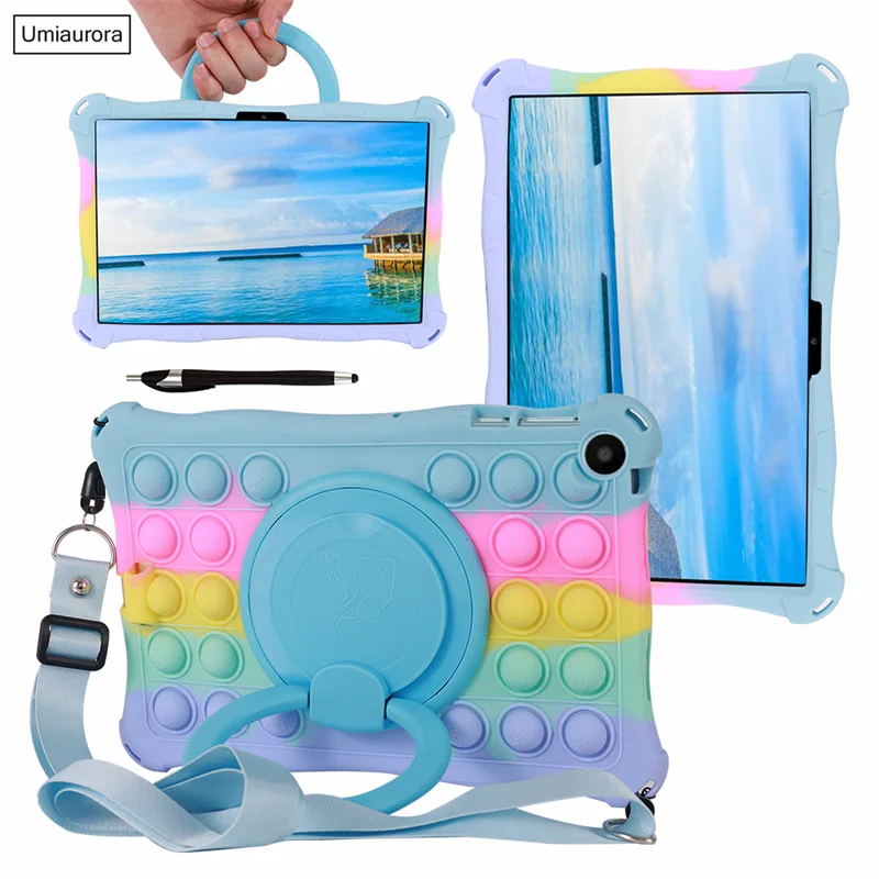 For Huawei MatePad SE 11 inch AGS6-W09 AGS6-L09 10.4 AGS5-L09/W09 Kids Silicon Bubble Tablet Case Rotation Hand Ring Stand Cover