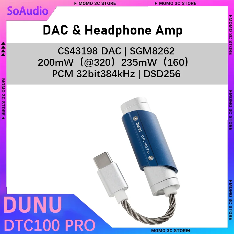 

Портативный Hi-Fi DAC-усилитель DUNU DTC100 Pro с разъемом Type-C на 3,5 мм, чипом декодирования CS43198 и чипом усилителя SGM8262