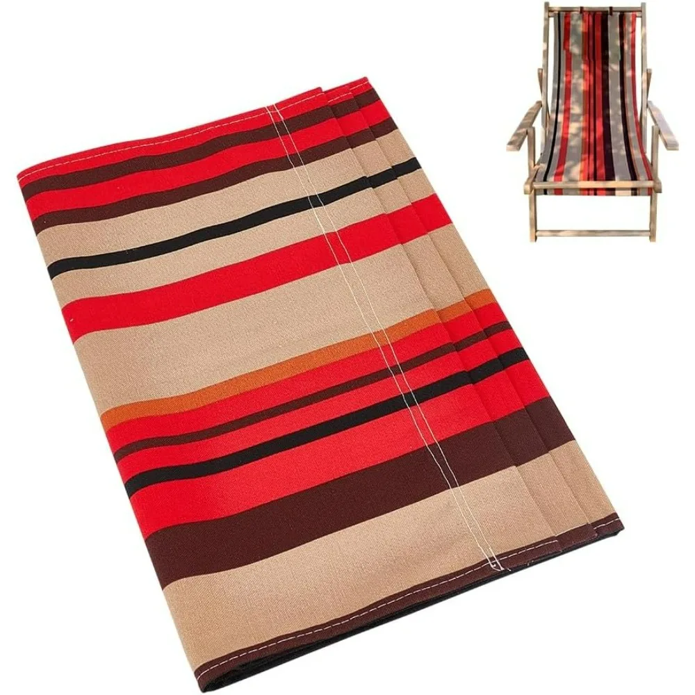 Beach Sling Chair Replacement Fabric, Canvas Cloth Beach Lounge Chair Cover, Red Stripe Pattern Sling Chair Replacement Canvas