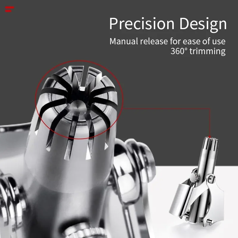 أداة تشذيب شعر الأذن المحمولة ، ماكينة حلاقة كهربائية ، ضوضاء منخفضة ، بدون ألم ، تزيل شعر الأنف ، خالية من الصدأ ، تنظيفها