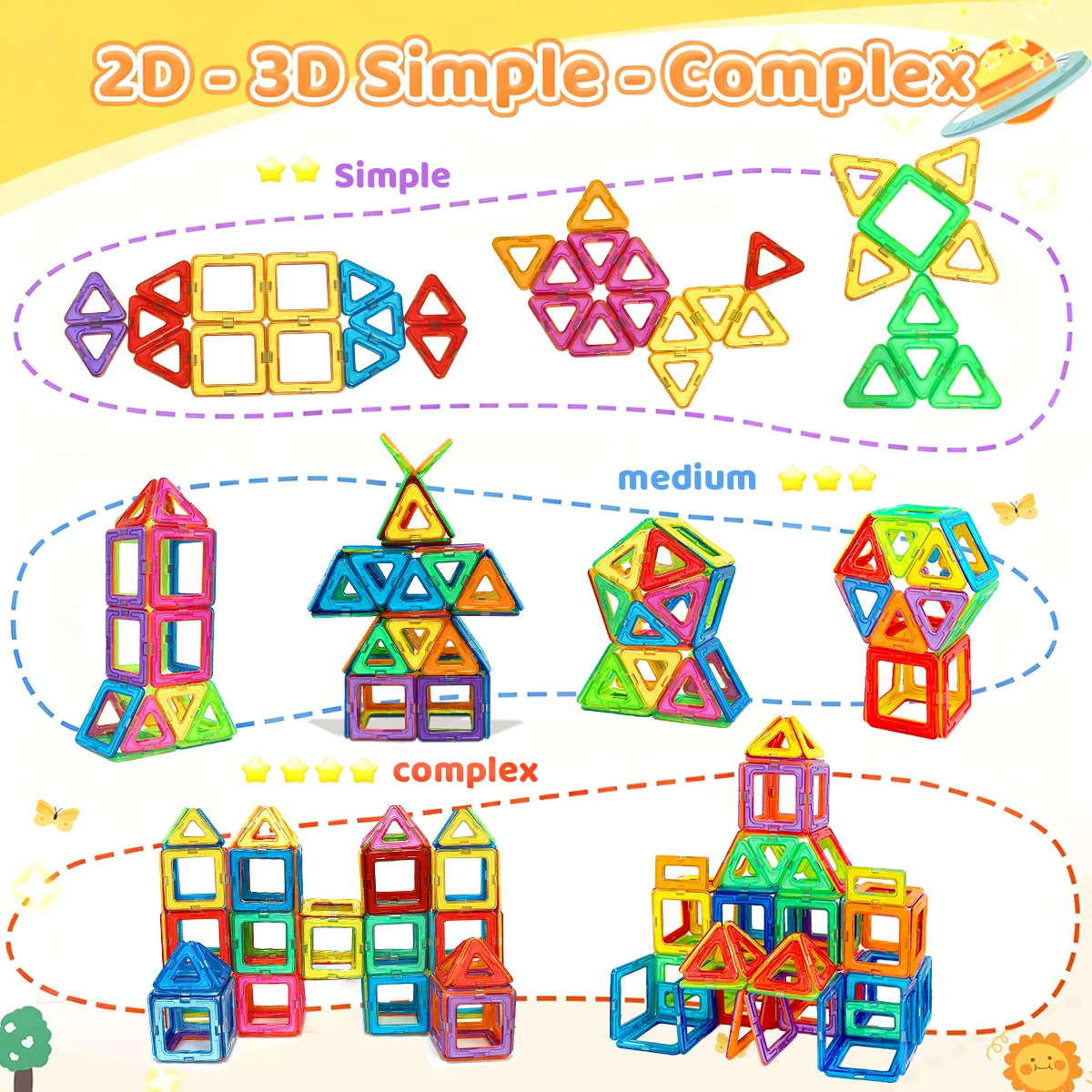 Blocs de Construction magnétiques de grande taille, ensemble de Construction 2D/3D, jouets éducatifs STEM pour enfants, garçons et filles, cadeau d'anniversaire