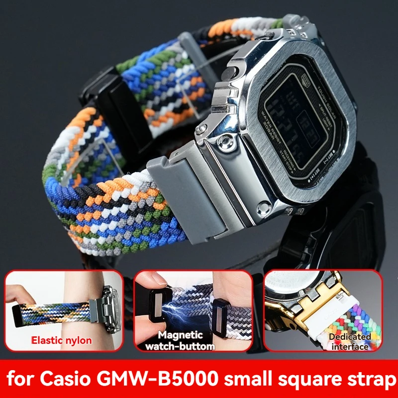 

Нейлоновый ремешок для модифицированных часов Casio g-shock GMW-B5000 GM-B2100 — браслет с магнитной складной застежкой, прочный удобный браслет