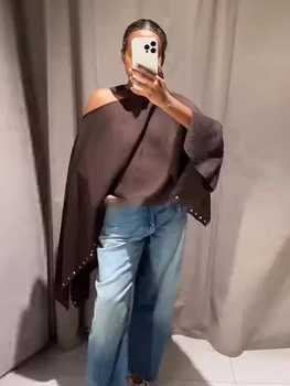 Women's Loose Cropped Cloak Jackets for Women 2026 Summer Rivet Scarf New In Cape Coats And Jackets Holiday Casual Poncho 3 Women's Loose Cropped Cloak Jackets for Women 2026 Summer Rivet Scarf New In Cape Coats And Jackets Holiday Casual Poncho 3