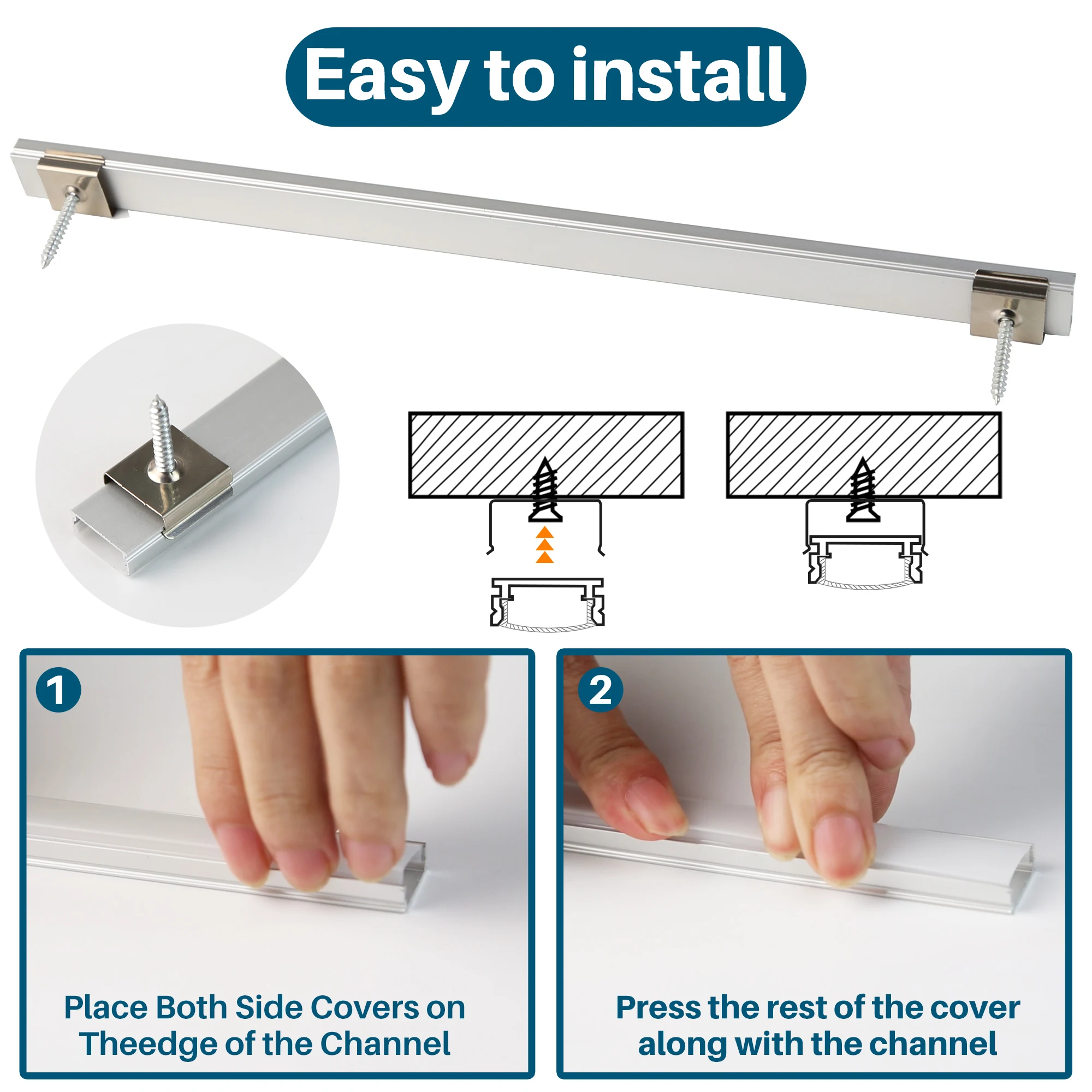 5PCS 30CM 50CM U/V/YW-Style Aluminum Channel LED Strip Light Holder Cover Mounting Clip System Bar Cabinet(without Light Strip)