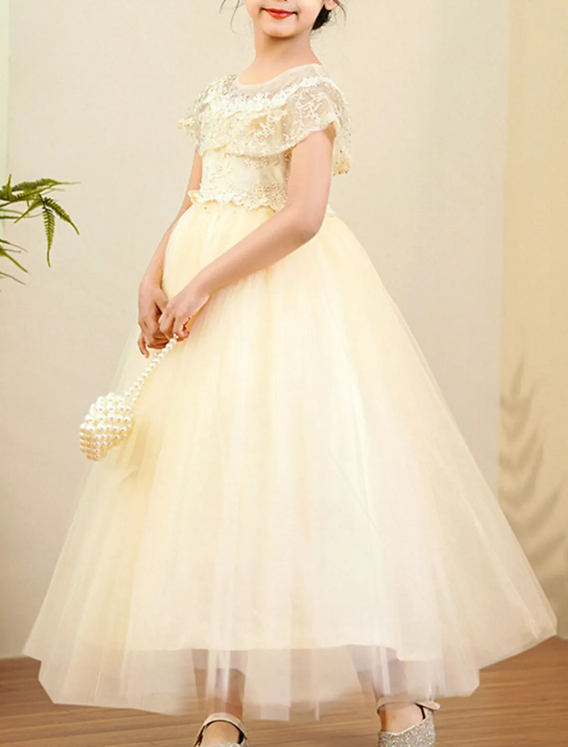 Champagne Ballkleid Blume Mädchen Kleider Für Hochzeiten Kleine Kinder Kleinkind Pageant Kleid Langen Ärmeln Kristall Erste Communio