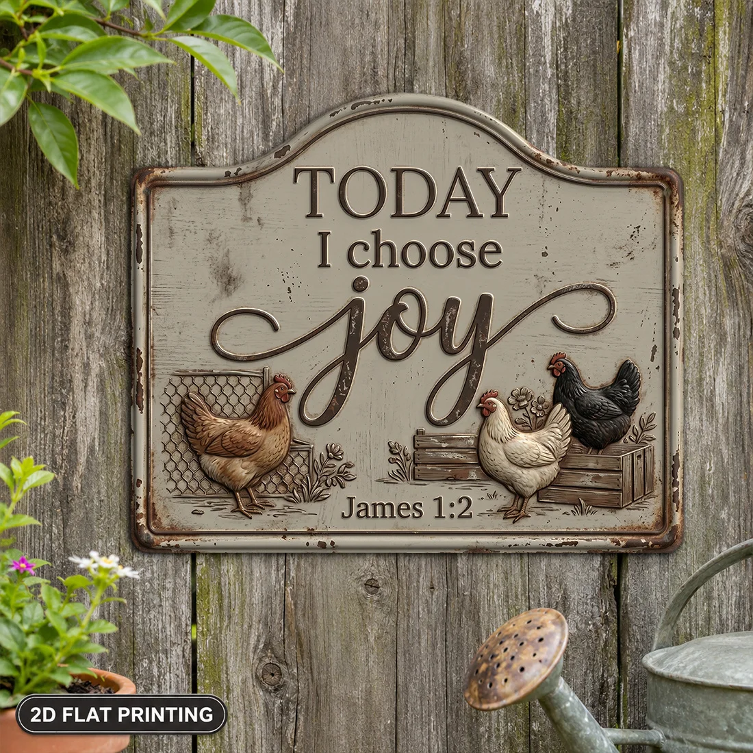 2D Flat-1pc, Chicken Sign, Faith Plaque, Farm Decor, Outdoor Decor, Aluminum Sign(12'X9.8'), Garden Sign, Patio Sign, Yard Decor