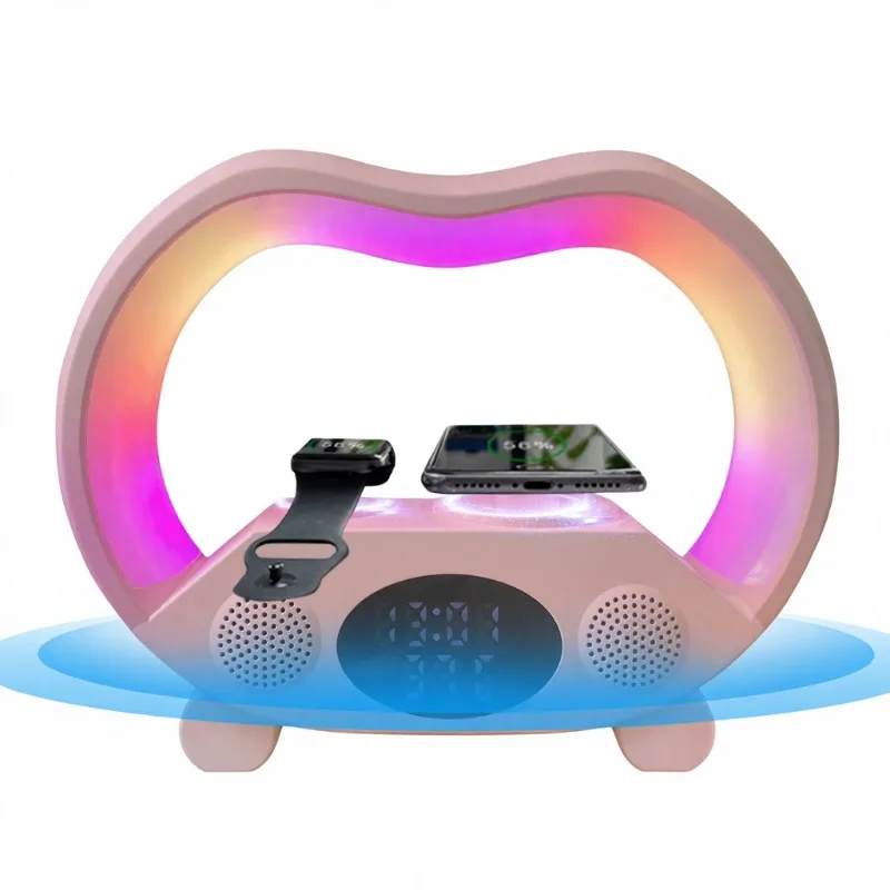 Wholesale Price Smart Alarm Clock Colorful Lights Mini Size G Shape Speaker Wake Up Light with Charger