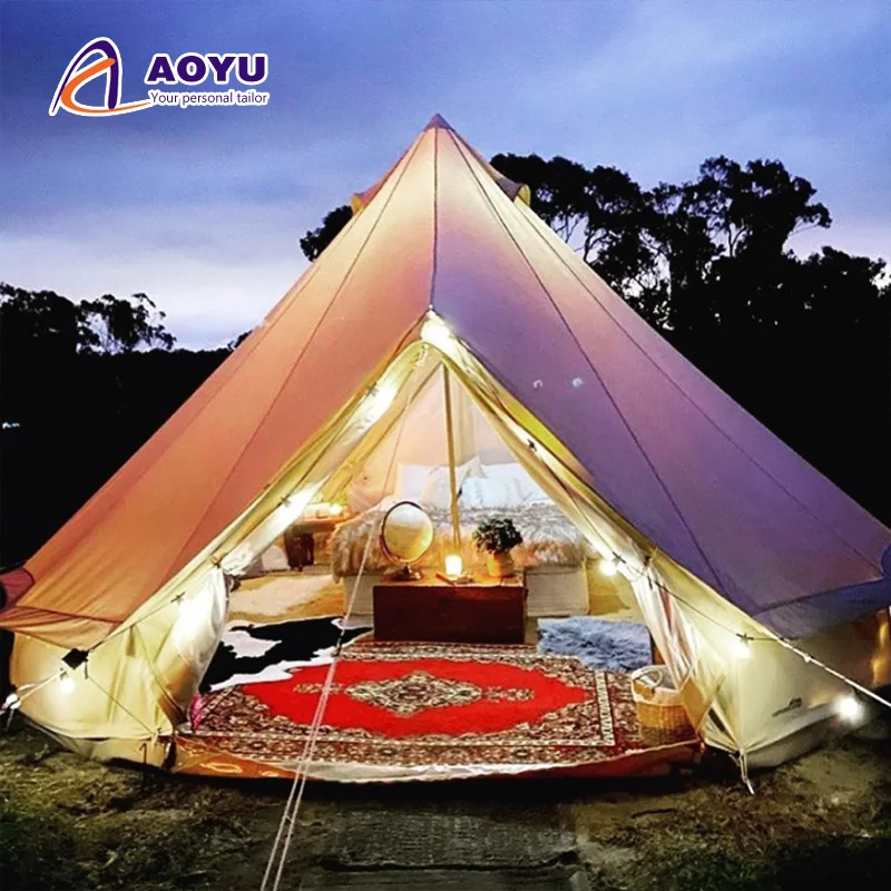 Tienda de campaña con campana más barata de ger mongol para acampar al aire libre, casa de yurta de 3/4/5/6m a la venta, tiendas de campaña de cabina de lona