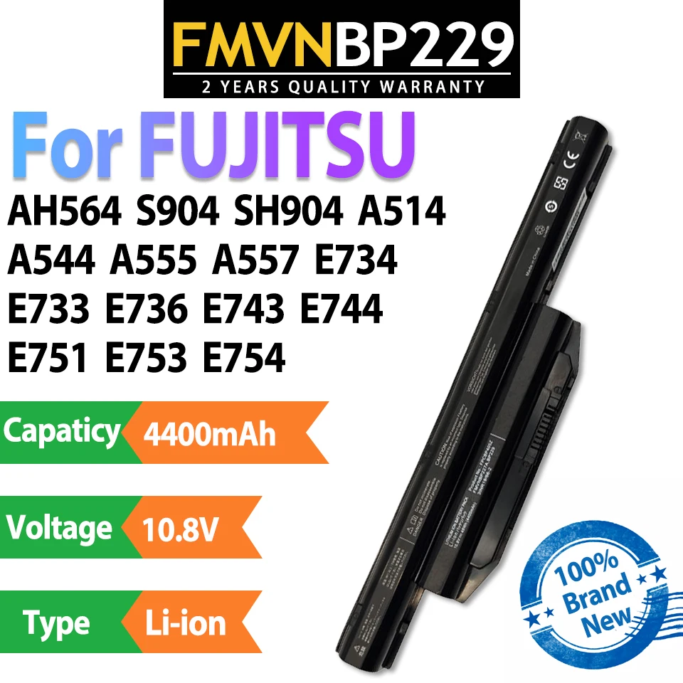 FMVNBP229 4400mAh 10.8V Laptop Battery For FUJITSU AH564 FUJITSU SH904 FUJITSU A544 FUJITSU E736 FMVNBP231 FPCBP416 FPCBP404