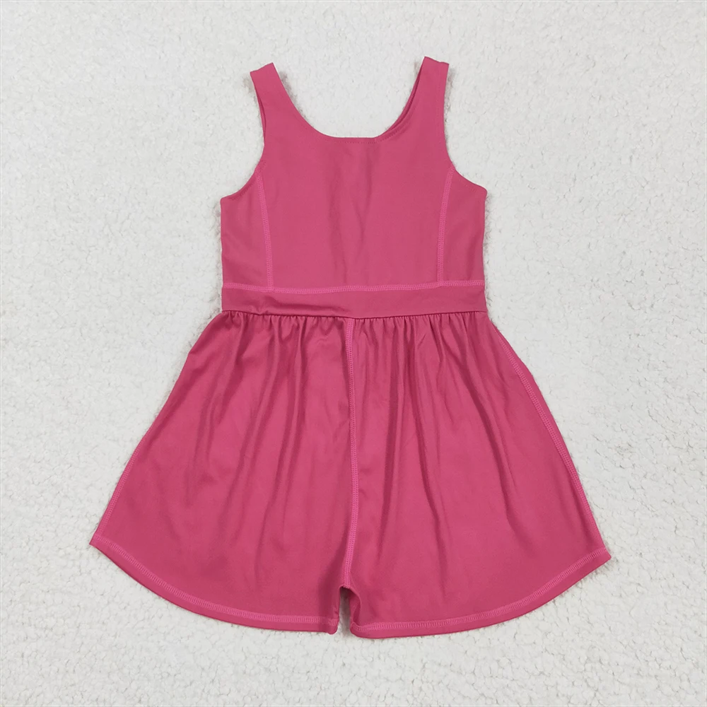 

Baby Girls Sleeveless Hot Pink Yoga Jumpsuit Kids Active Wear Comfortable Romper for Toddlers