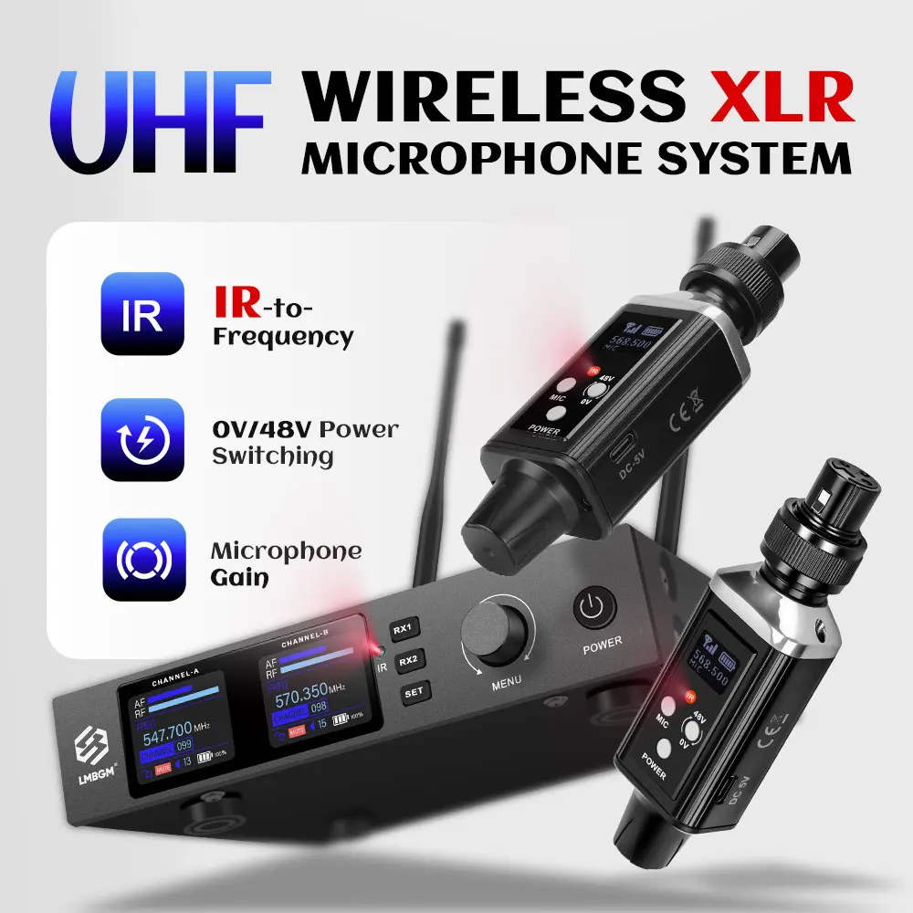 LMBGM TR6 Wireless Microphone System with Gain Control and 48V Phantom Power