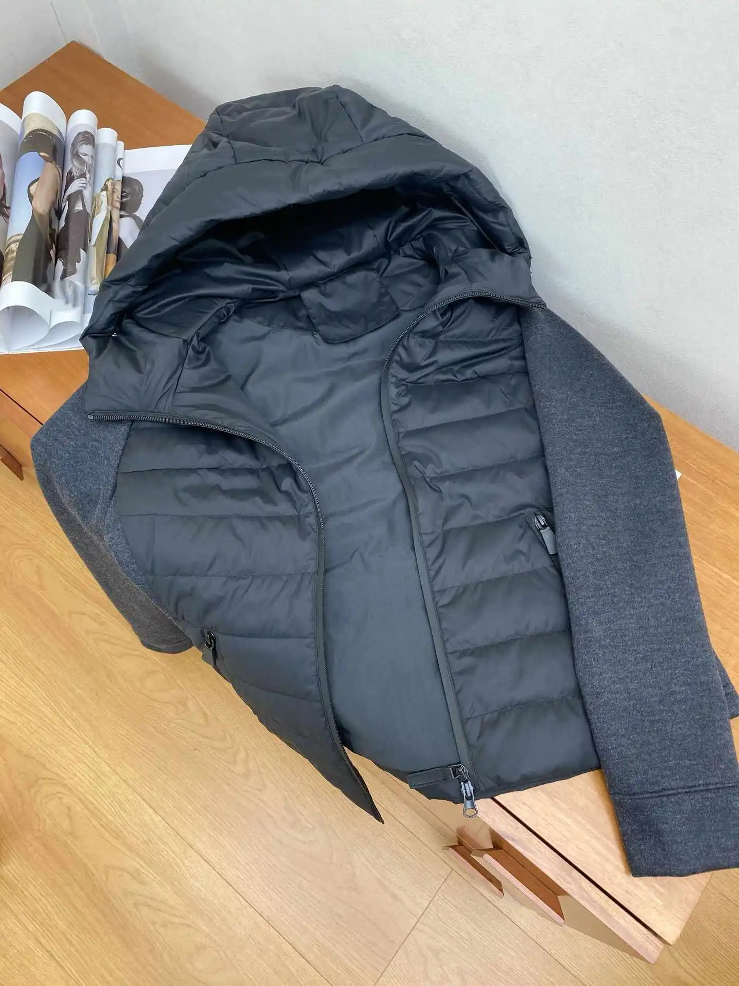 سترة شتوية نسائية بغطاء للرأس وأكمام مقسمة، ريش أوزة أبيض مضاد للتسرب 250T، معطف سترة دافئ #5