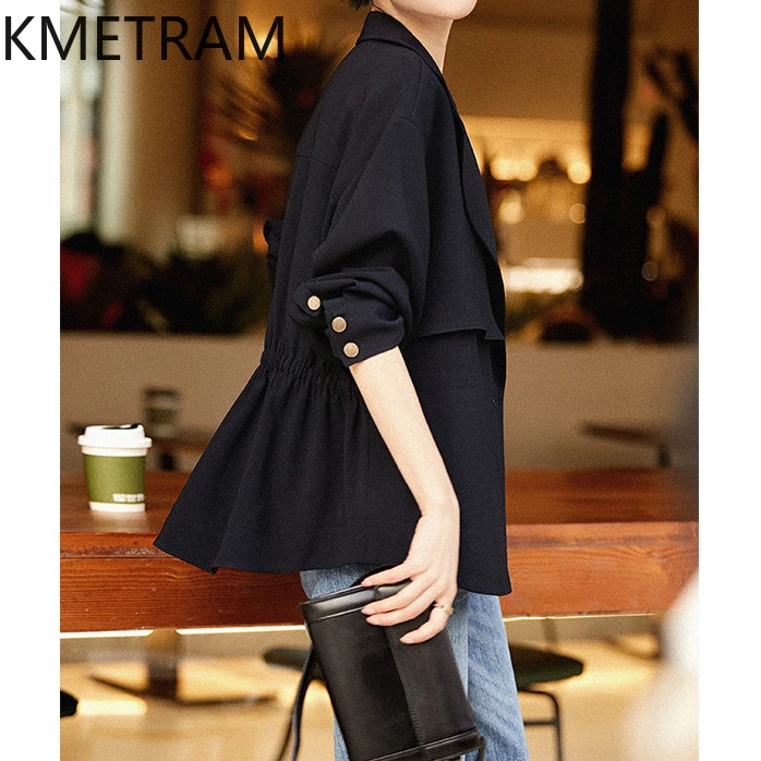 KMETRAM Suit-Style Trench Coats Fashion Short Jackets High Quality New in Outerwears Fall Clothes 2024 Women Ветровка Женская