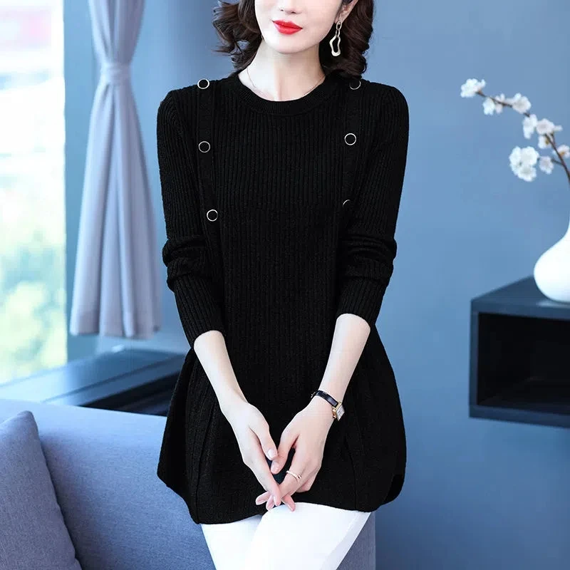 2023NEW Autumn Large Size Women Sweater Pullovers O-Neck Long Sleeve Casual Knitted Tops Loose Long Knitwear Female Sweaters 6XL