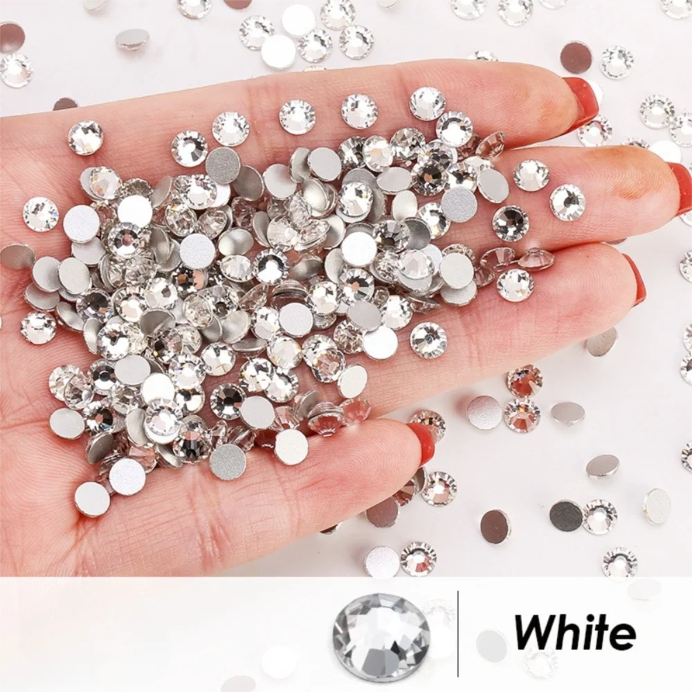 1440Pcs New Crystal Flatback Rhinestones Glue on Clear Nail Art Decorations Sparkling DIY Accessories Garment Decorations