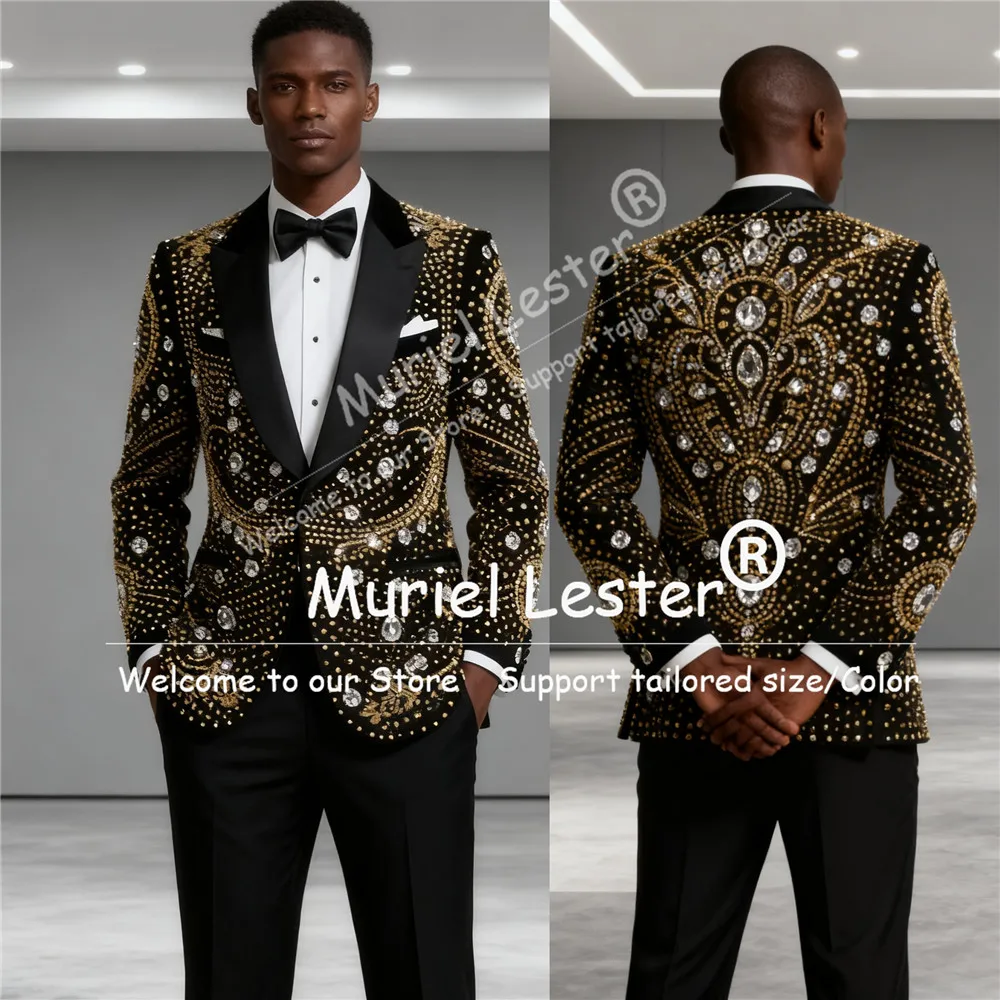 

Блестящий костюм Cryys с бисером для жениха, комплект из 2 предметов, смокинг для выпускного вечера, индивидуальные мужские вечерние костюмы для мужчин, мужские пиджаки