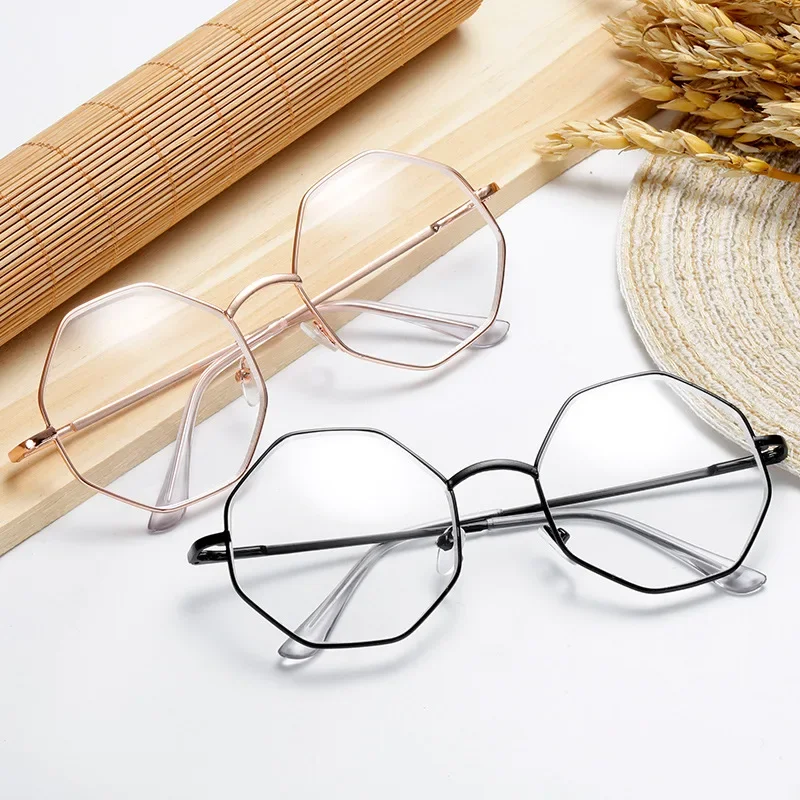 

Men Vintage Trendy Matching Clear Glasses Metal Frame Round Vision Care Classic Eyewear Women Lens Myopia Optical Mirror Eyewear