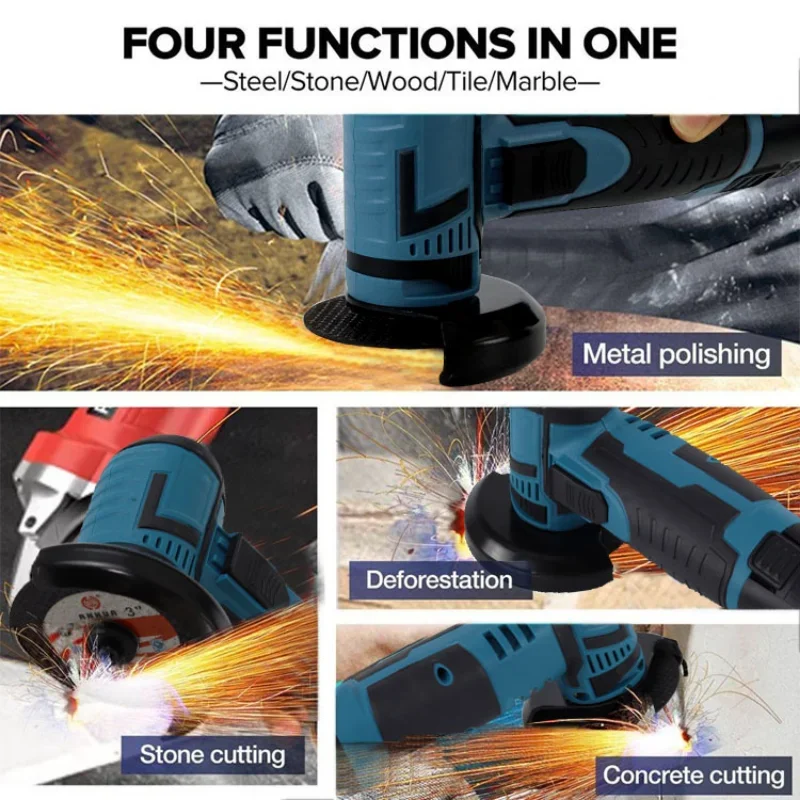 12V Mini Brushless Angle Grinder with Rechargeable Lithium Battery Cordless Polishing Machine Diamond Cutting with Accessories